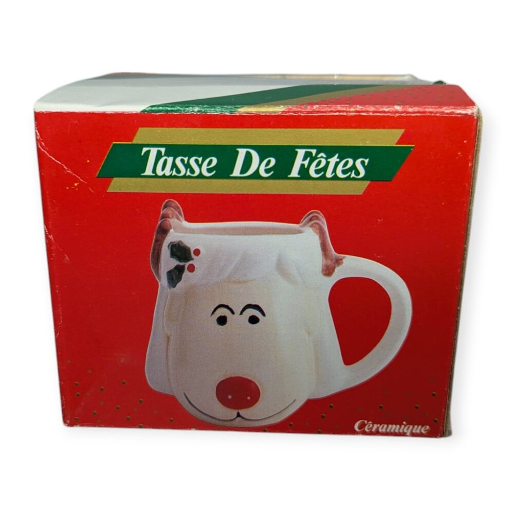 Vintage 1989 Mount Clemens Pottery Ceramic Christmas Holiday Reindeer Mug NIB